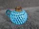 ANTIQUE AMERICAN 19c. VICTORIAN THOUSAND EYE BLUE OPALESCENT FINGER OIL LAMP