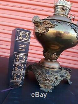 ANTIQUE B&H OIL KEROSENE CHERUB ANGEL VICTORIAN GWTW LAMP PART Gargoyles FIGURAL