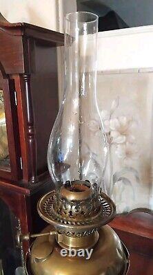 ANTIQUE BRASS TELESCOPIC STANDARD German OIL LAMP With Claw Feet