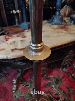 ANTIQUE BRASS TELESCOPIC STANDARD OIL LAMP With Claw Feet