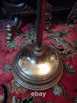 ANTIQUE BRASS TELESCOPIC STANDARD OIL LAMP With Claw Feet