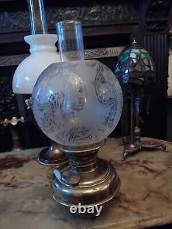 ANTIQUE BRASS TELESCOPIC STANDARD OIL LAMP With Claw Feet