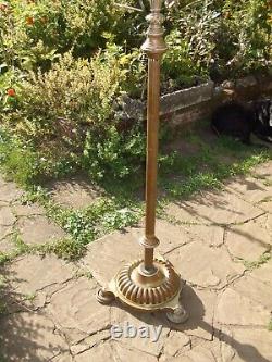 ANTIQUE VICTORIAN BRASS OIL LAMP STAND very decorative C1860 stunning brasswork