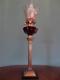 Antique Victorian(c1860) Column Oil Lamp With Cranberry Glass Font & Tulip Shade