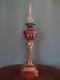 Antique Victorian (c1860) Palmer & Co Column Oil Lamp With Cranberry Glass Font