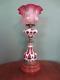 Antique Victorian (c1890) Cranberry Glass Overlay Oil Lamp-cranberry Glass Shade