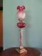 Antique Victorian(c1890) Oil Lamp With Cranberry Glass Font & Rare Tulip Shade