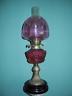 Antique Victorian (circa1890) Oil Lamp-cranberry Glass Font & Closed Tulip Shade