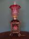 Antique Victorian (circa1890) Oil Lamp-cranberry Glass Font & Etched Tulip Shade