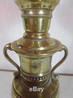 ANTIQUE VICTORIAN CRANBERRY DUPLEX OIL LAMP COMPLETE WITH ORIGINAL SHADE