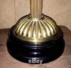 Antique Victorian Kerosene / Oil Banquet Lamp English 2 Burner Art Glass Shade