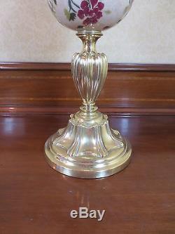 Antique Victorian Messengers Duplex Oil Lamp With Cranberry Oil Lamp Shade