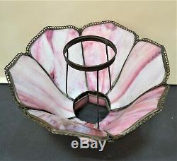 ANTIQUE VICTORIAN SLAG GLASS OIL LAMP ELECTRICAL SHADE 4 fitter 13.25 wide
