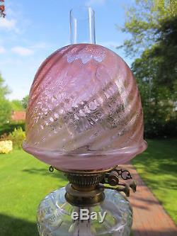 Antique Victorian Wright & Butler Acid Etched Beehive Duplex Oil Lamp Shade