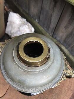 ANTIQUE Victorian HINKS DUPLEX OIL LAMP BASE spelter pottery brass kerosene