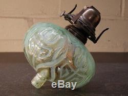 ART NOUVEAU Victorian Vaseline Glass OIL LAMP FONT RESERVOIR