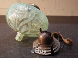 ART NOUVEAU Victorian Vaseline Glass OIL LAMP FONT RESERVOIR