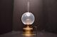ATQ Victorian Oil Lamp Lantern Brass W Opalescent Swirl Twist Glass Globe Shade