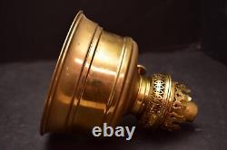 ATQ Victorian Oil Lamp Lantern Brass W Opalescent Swirl Twist Glass Globe Shade