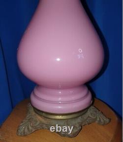 Absolutely Stunning Huge Pink Opaline Maybe Hasag Victorian Oil Lamp