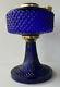 Aladdin Style Cobalt Blue Diamond Quilt Pattern Oil Lamp Base (nos)