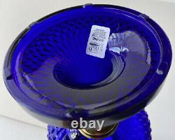 Aladdin Style Cobalt Blue Diamond Quilt Pattern Oil Lamp Base (nos)