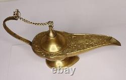 Aladin Genie Oil Lamp Burner Victorian Style Brass Aladdin Chirag Showpiece Gift