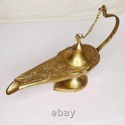 Aladin Genie Oil Lamp Burner Victorian Style Brass Aladdin Chirag Showpiece Gift