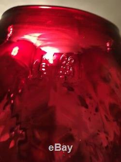 Albion Lamp Co. Victorian Oil Kerosene Heater with Large Cranberry Glass Shade