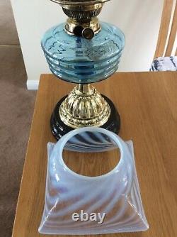 An All Blue Glass Oil Lamp