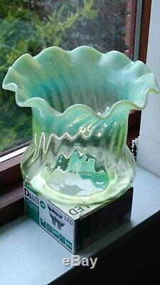 An Antique Vaseline/uranium Glass Tulip Oil Lamp Shade