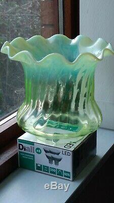 An Antique Vaseline/uranium Glass Tulip Oil Lamp Shade