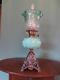An Original Antique Victorian(c1870)table Oil Lamp With Green Font & Tulip Shade