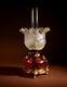An Unusual Victorian Cranberry Glass Oil Lamp
