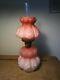 Antique 11 tall Victorian Pink Ombre Cased Glass Miniature Oil Lamp and Shade