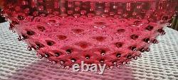 Antique 14 Cranberry Glass Hobnail Hanging Library Parlor Oil Lamp Shade HTF