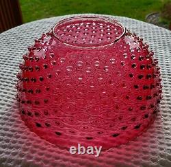 Antique 14 Cranberry Glass Hobnail Hanging Library Parlor Oil Lamp Shade HTF