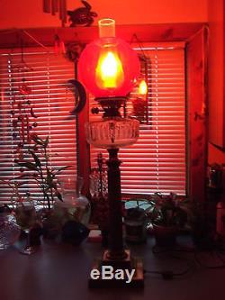 Antique 1800's HINKS Brass Victorian Corinthian Column Banquet Oil Lamp 34 RARE