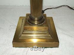 Antique 1800's HINKS Brass Victorian Corinthian Column Banquet Oil Lamp 34 RARE