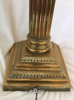 Antique 1800's HINKS Brass Victorian Corinthian Column Banquet Oil Lamp 36 RARE