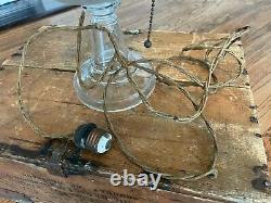 Antique 1800s Victorian Glass Kerosene Oil Farm Bottle Lamp Socket Plug Electric