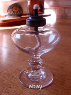 Antique 1830s-1840s Hand Blown Miniature Whale Oil Lamp 3 ¾ Tall