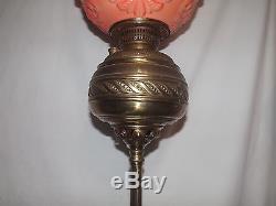Antique 1888 Victorian Floor Oil Lamp Piano Parlor Library Lamp Claw Stand Face