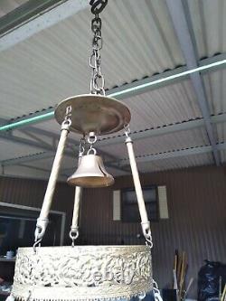 Antique 1890 Hanging Victorian Oil Lamp Chandelier RARE SHADE Estate Sale Find