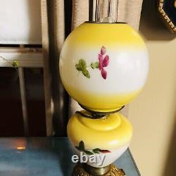 Antique 1890s Gone with the Wind Hand Painted Victorian Electrified Oil Lamp