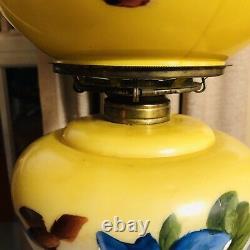 Antique 1890s Gone with the Wind Hand Painted Victorian Electrified Oil Lamp
