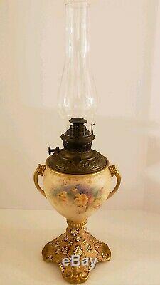 Antique 1894 Bradley & Hubbard B&H Victorian GWTH Oil Lamp Doulton Burslem Base