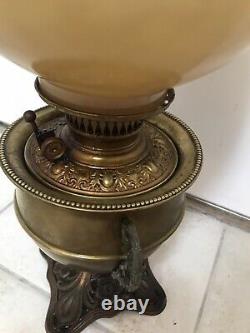 Antique 1895 E. Miller Juno Lamp Brass Victorian GWTW Banquet Oil Table Lamp