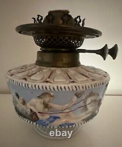 Antique 18th C Joseph Gaspard Robert French Porcelain Oil Lamp Neptune & Mermaid