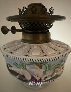 Antique 18th C Joseph Gaspard Robert French Porcelain Oil Lamp Neptune & Mermaid